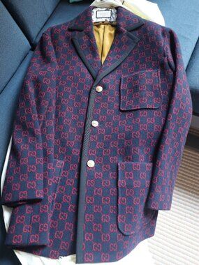 Gucci Logo-Jacquard Wool-Blend Coat